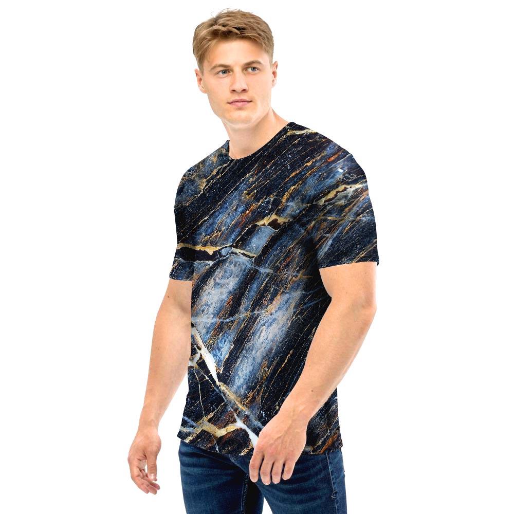 Black Gold Cracked Marble Men T Shirt-grizzshop