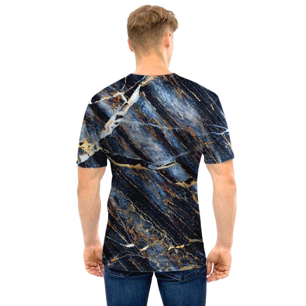 Black Gold Cracked Marble Men T Shirt-grizzshop