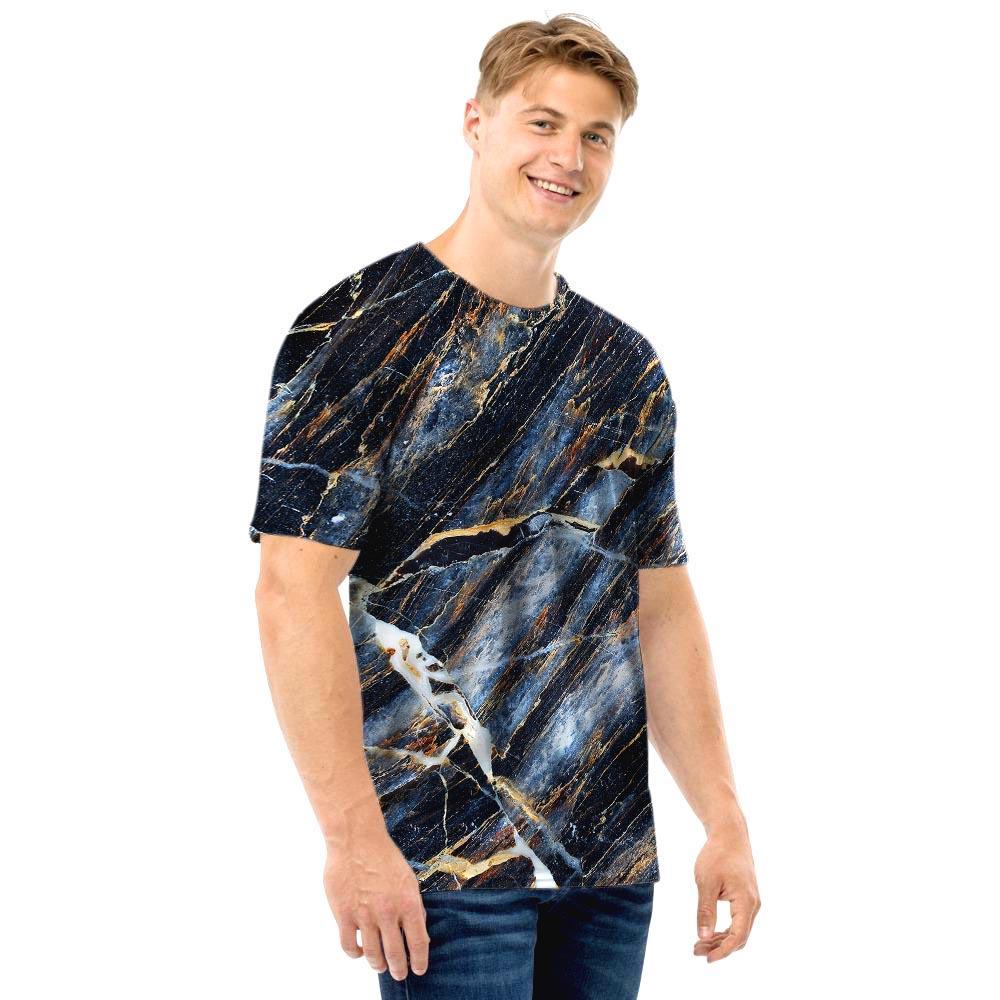 Black Gold Cracked Marble Men T Shirt-grizzshop