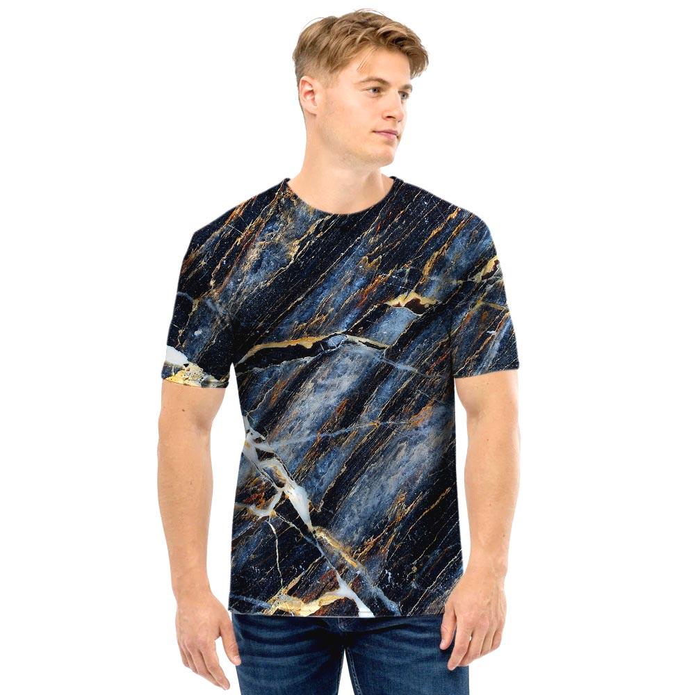 Black Gold Cracked Marble Men T Shirt-grizzshop