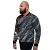 Black Gold Cracked Marble Men's Bomber Jacket-grizzshop