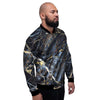 Black Gold Cracked Marble Men's Bomber Jacket-grizzshop