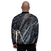 Black Gold Cracked Marble Men's Bomber Jacket-grizzshop