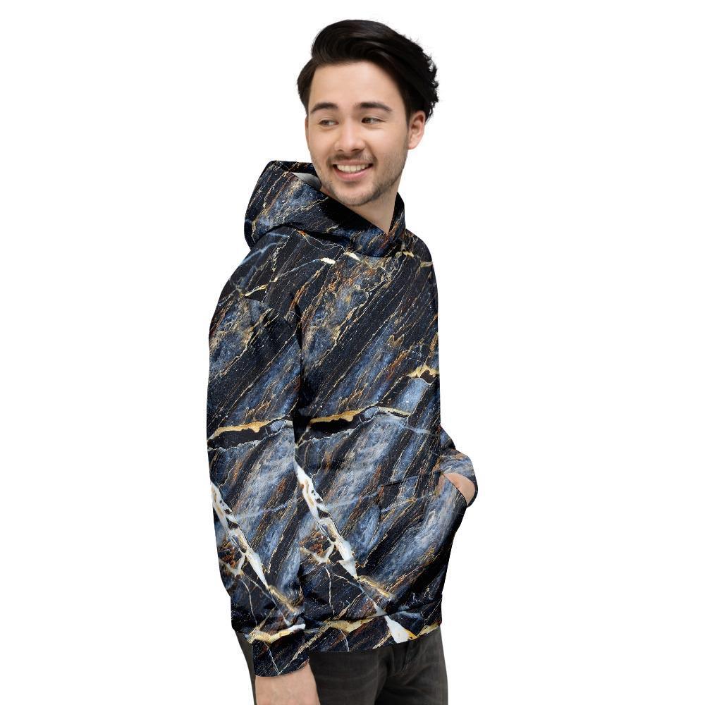 Black Gold Cracked Marble Men's Hoodie-grizzshop