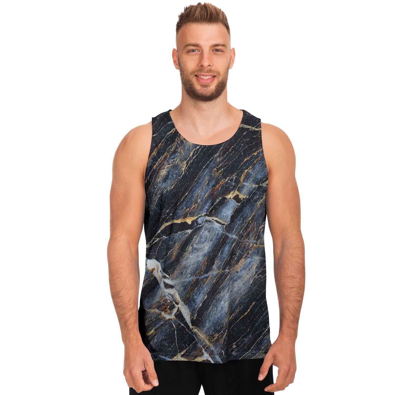 Black Gold Cracked Marble Men's Tank Tops-grizzshop