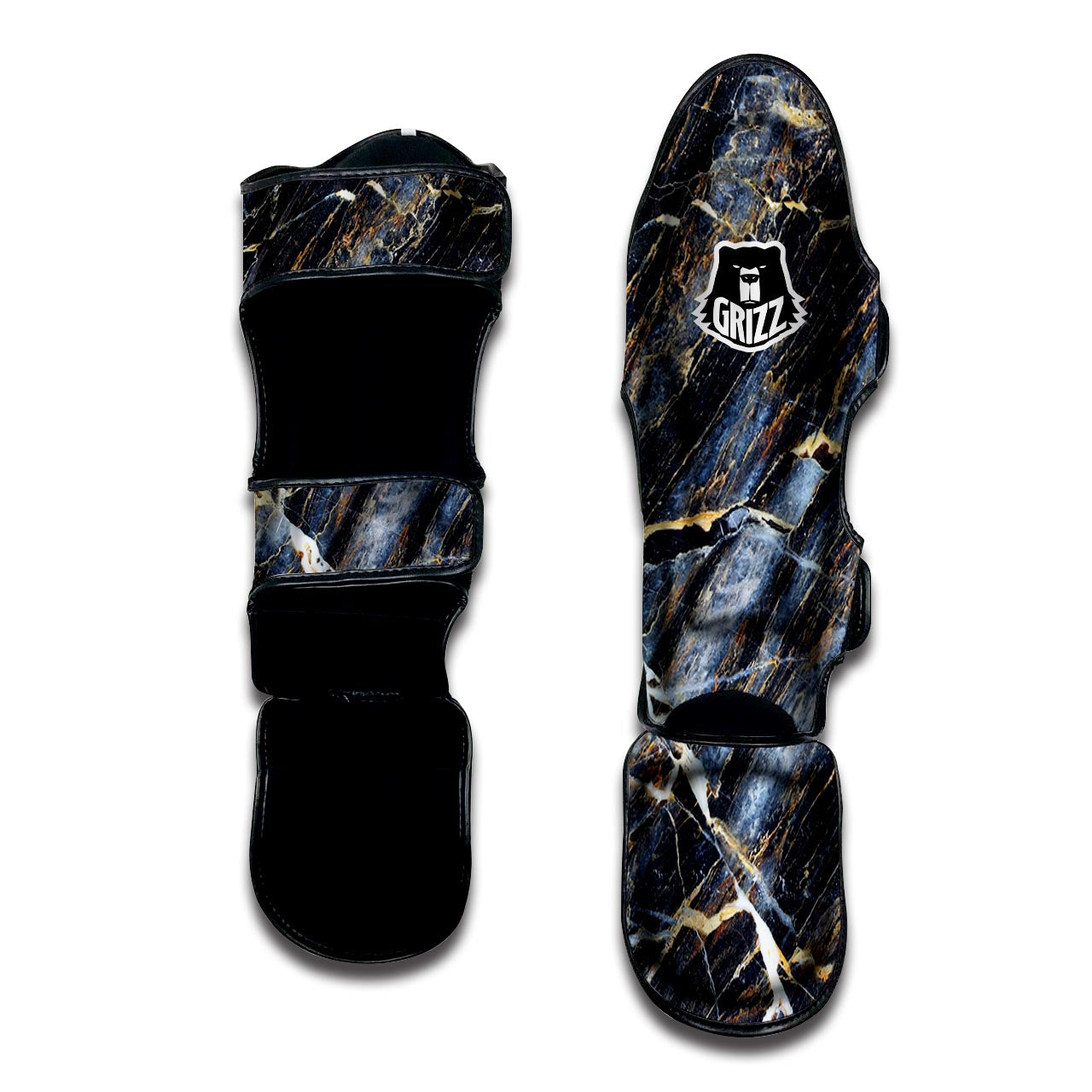 Black Gold Cracked Marble Muay Thai Shin Guard-grizzshop