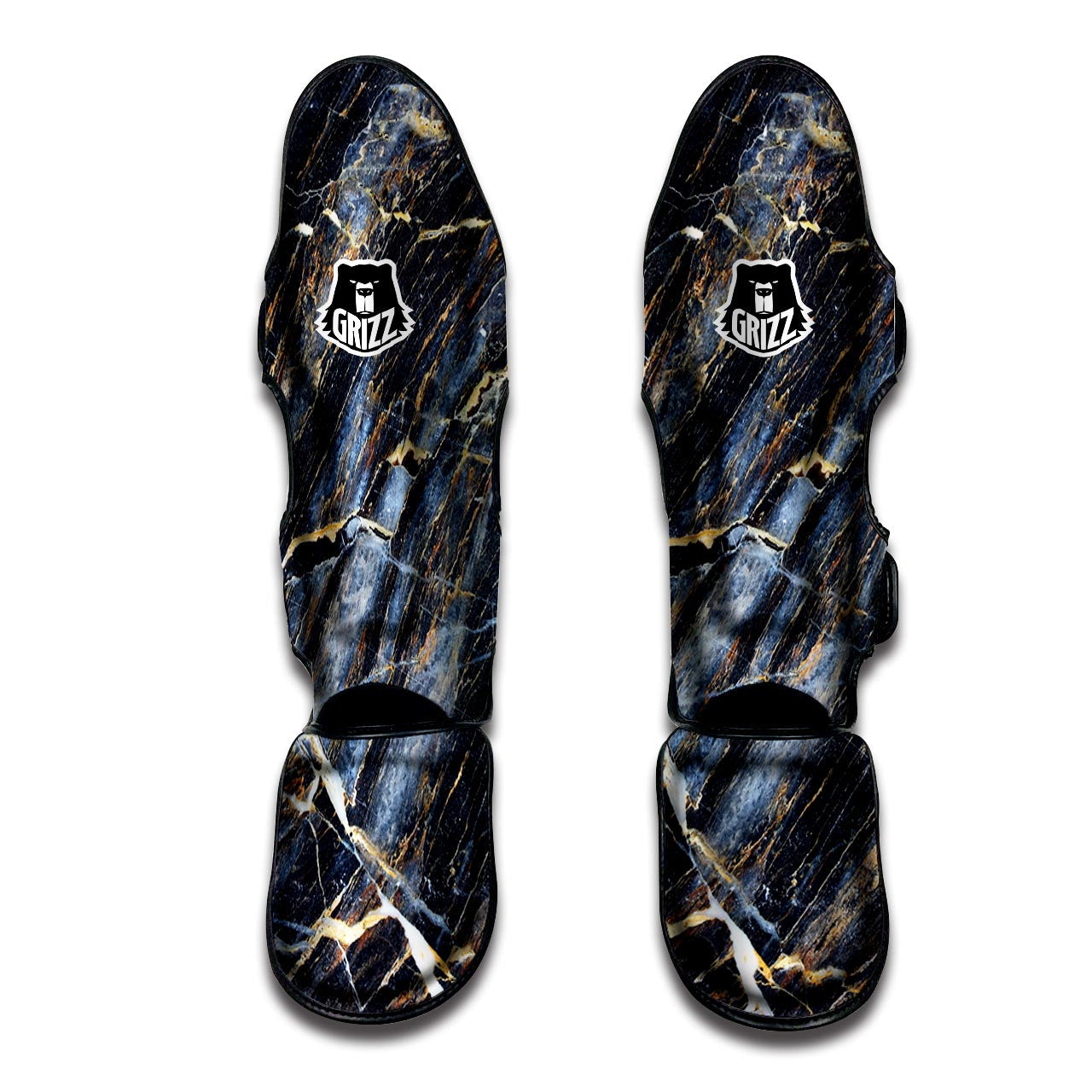 Black Gold Cracked Marble Muay Thai Shin Guard-grizzshop