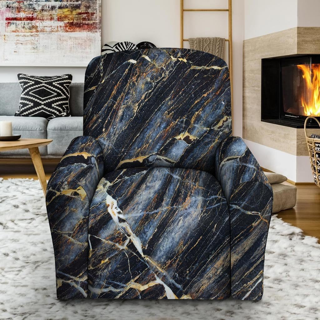 Black Gold Cracked Marble Recliner Cover-grizzshop
