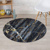 Black Gold Cracked Marble Round Rug-grizzshop
