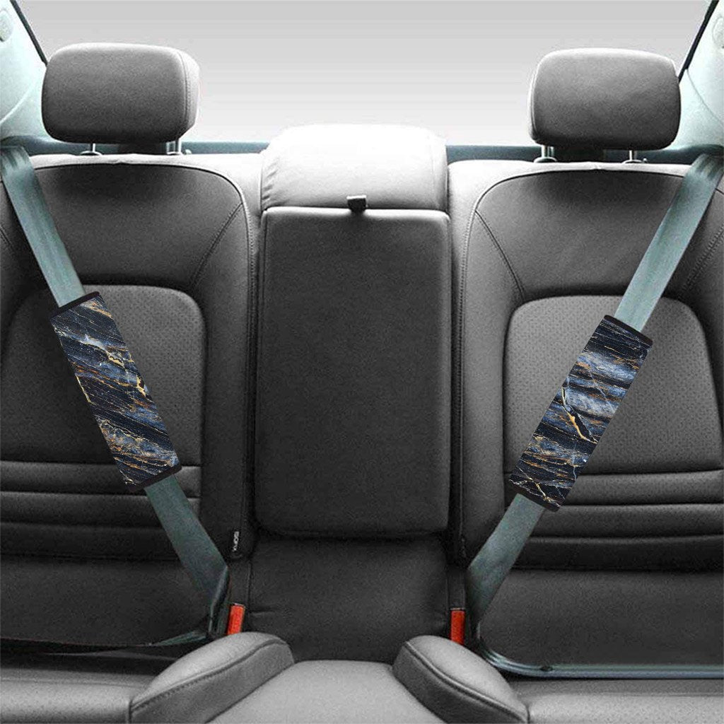Black Gold Cracked Marble Seat Belt Cover-grizzshop