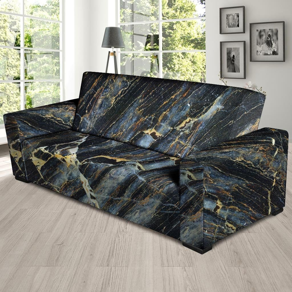 Black Gold Cracked Marble Sofa Cover-grizzshop