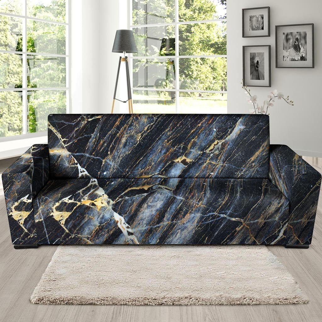 Black Gold Cracked Marble Sofa Cover-grizzshop