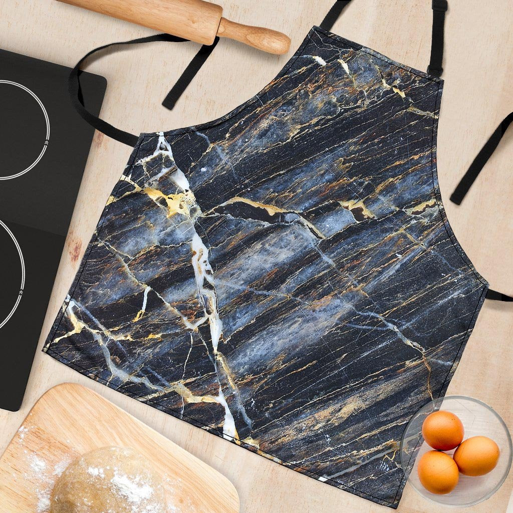 Black Gold Cracked Marble Women's Apron-grizzshop