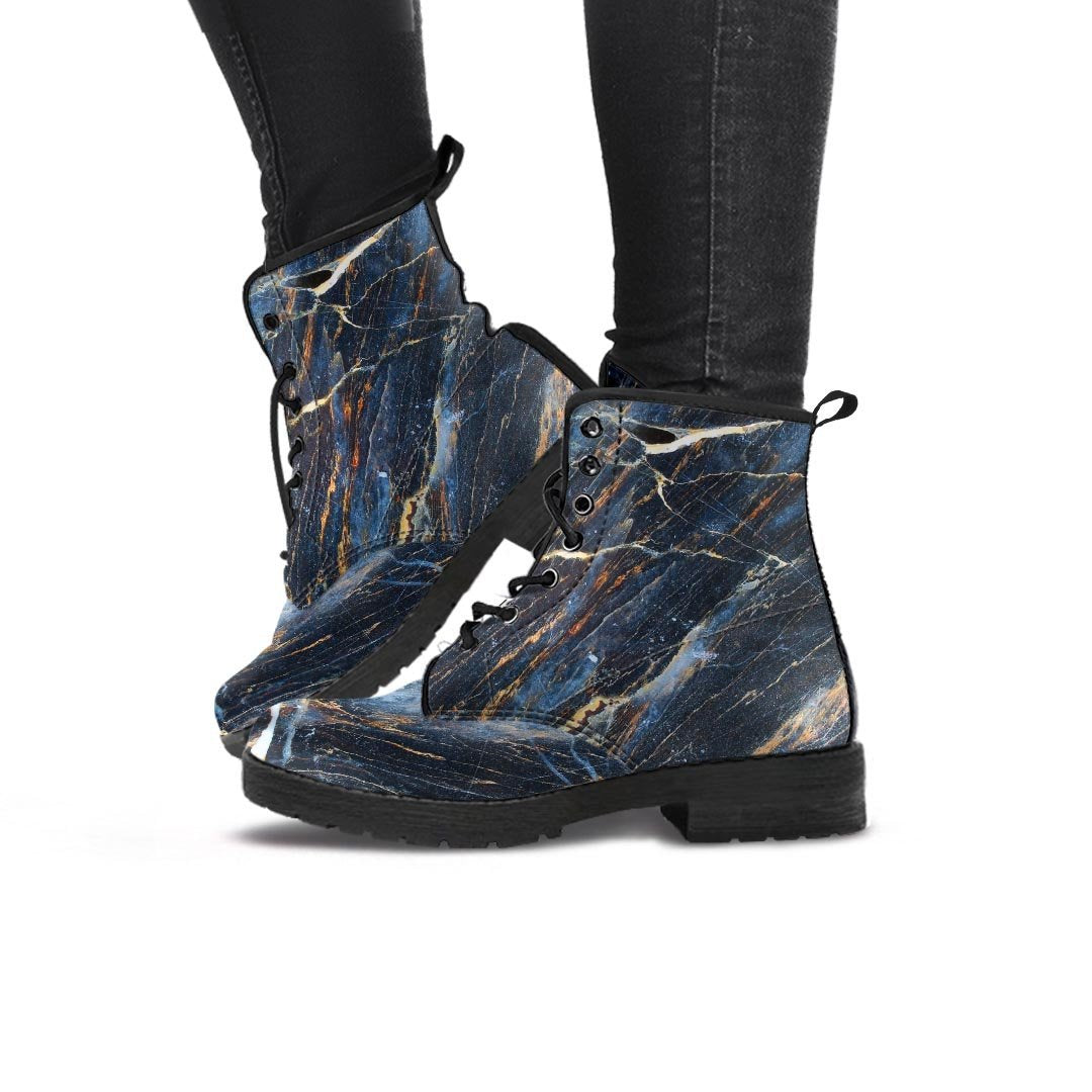 Black Gold Cracked Marble Women's Boots-grizzshop