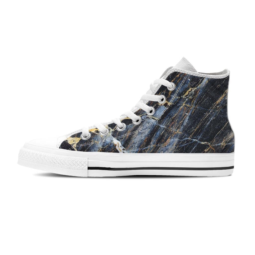 Black Gold Cracked Marble Women's High Top Shoes-grizzshop