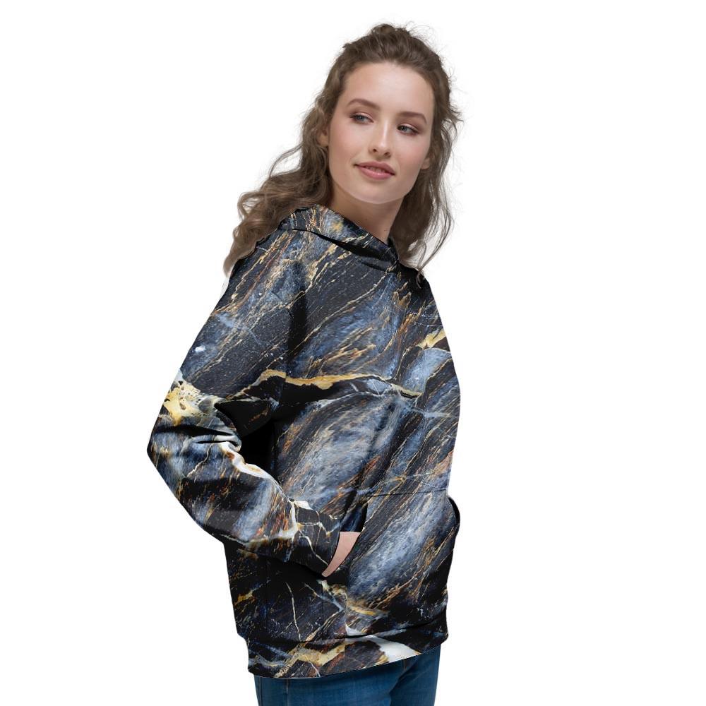 Black Gold Cracked Marble Women's Hoodie-grizzshop