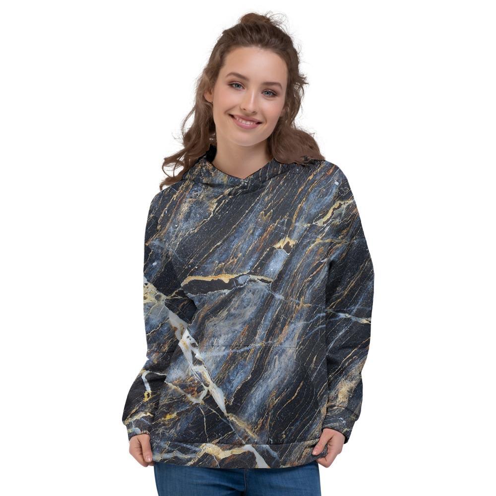 Black Gold Cracked Marble Women's Hoodie-grizzshop