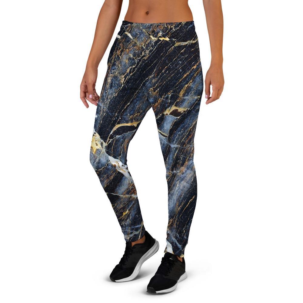 Black Gold Cracked Marble Women's Joggers-grizzshop