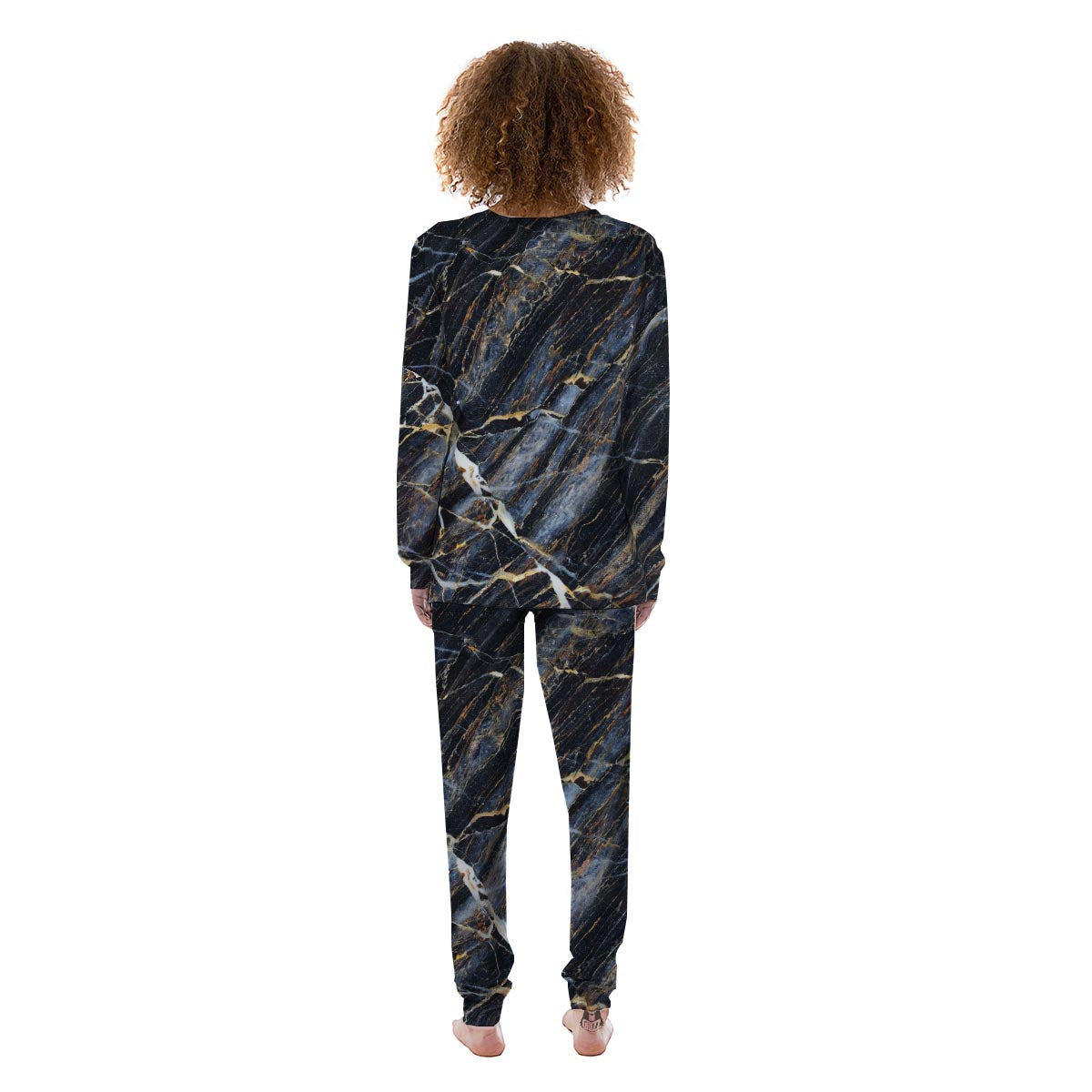 Black Gold Cracked Marble Women's Pajamas-grizzshop