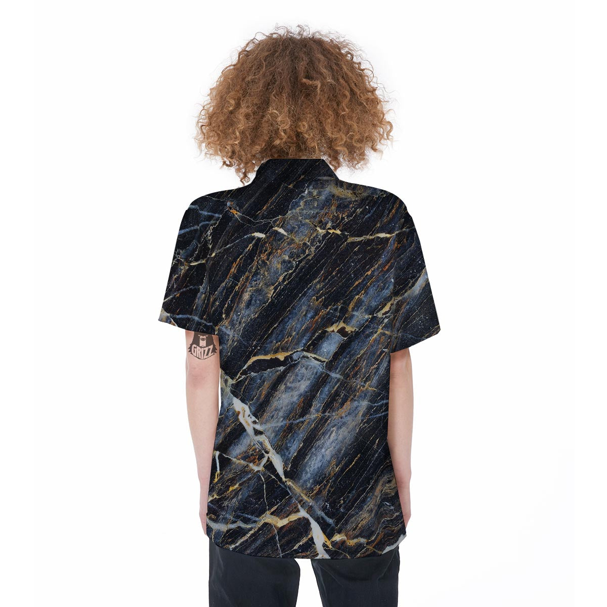 Black Gold Cracked Marble Women's Short Sleeve Shirts-grizzshop