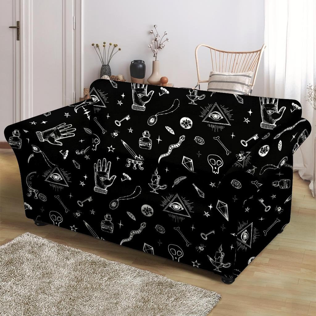 Black Gothic Witch Loveseat Cover-grizzshop