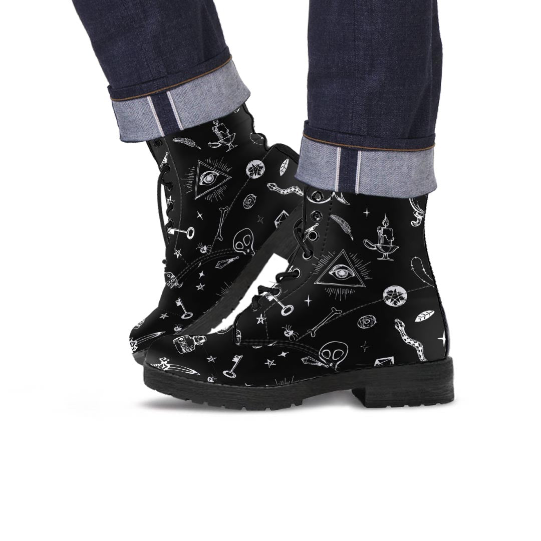 Black Gothic Witch Men's Boots-grizzshop