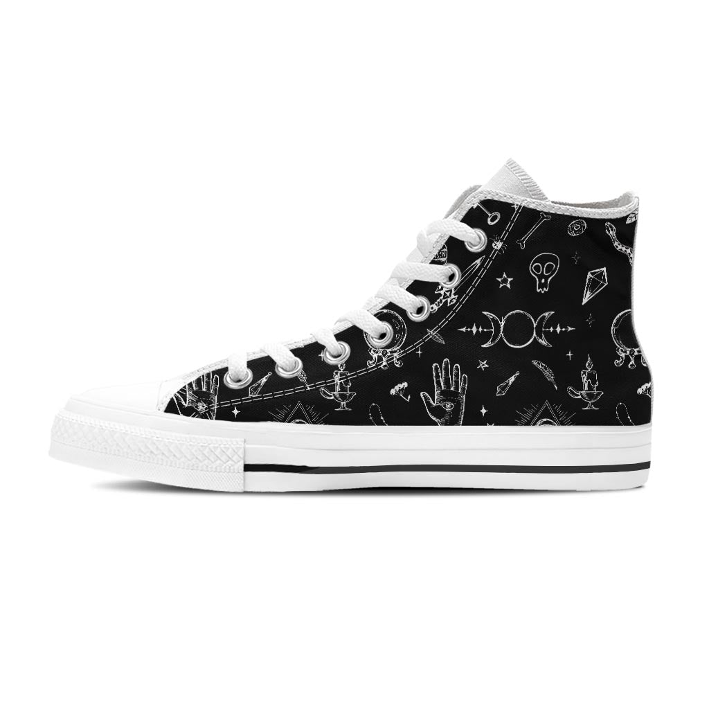 Black Gothic Witch Men's High Top Shoes-grizzshop