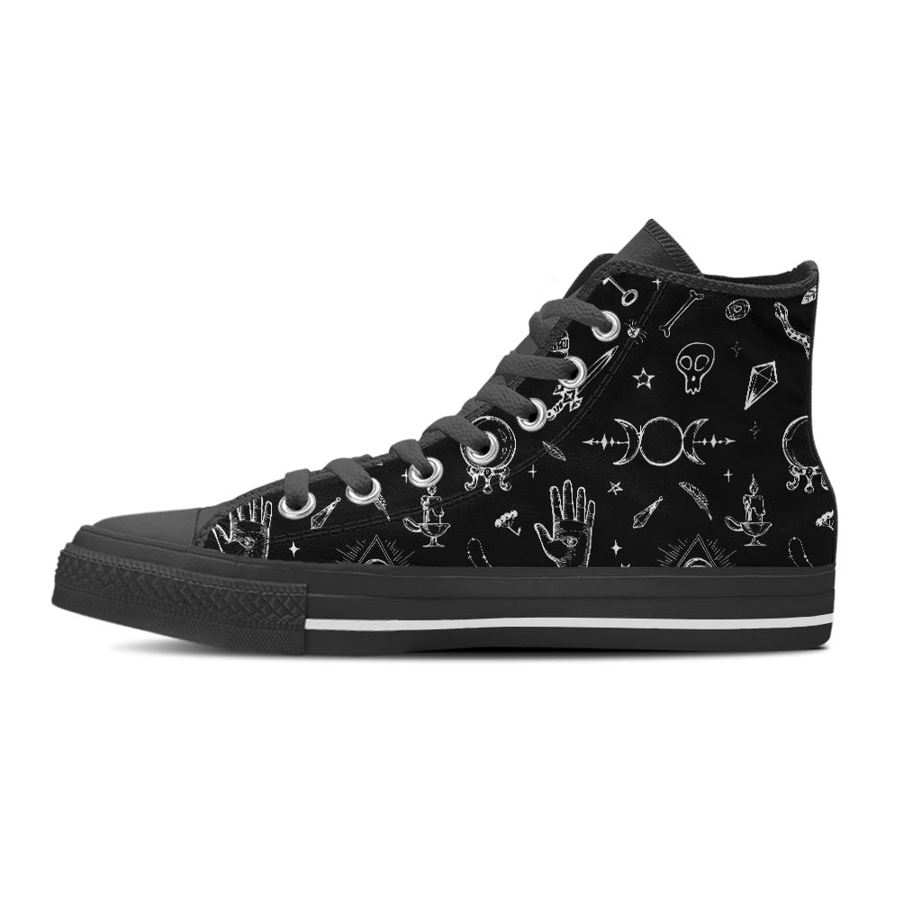 Black Gothic Witch Men's High Top Shoes-grizzshop