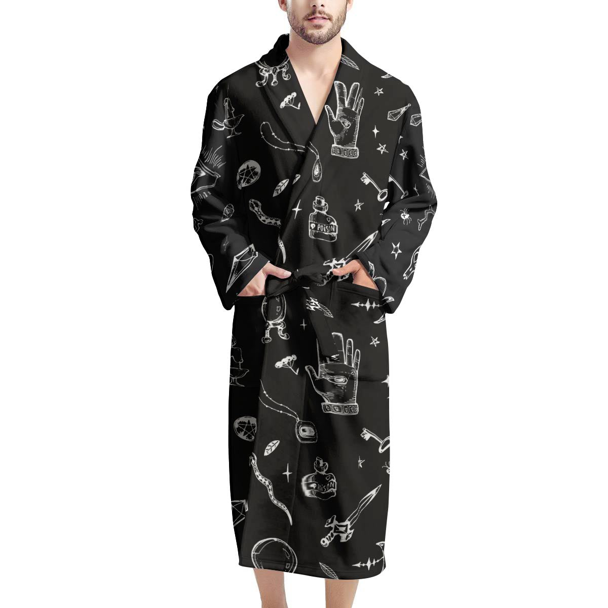 Black Gothic Witch Men's Robe-grizzshop