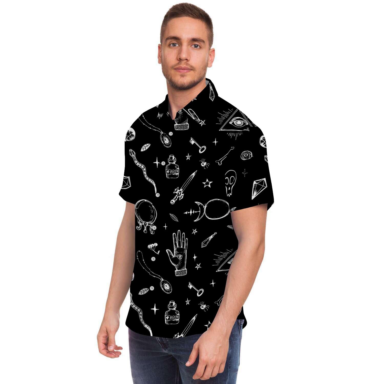 Black Gothic Witch Men's Short Sleeve Shirt-grizzshop