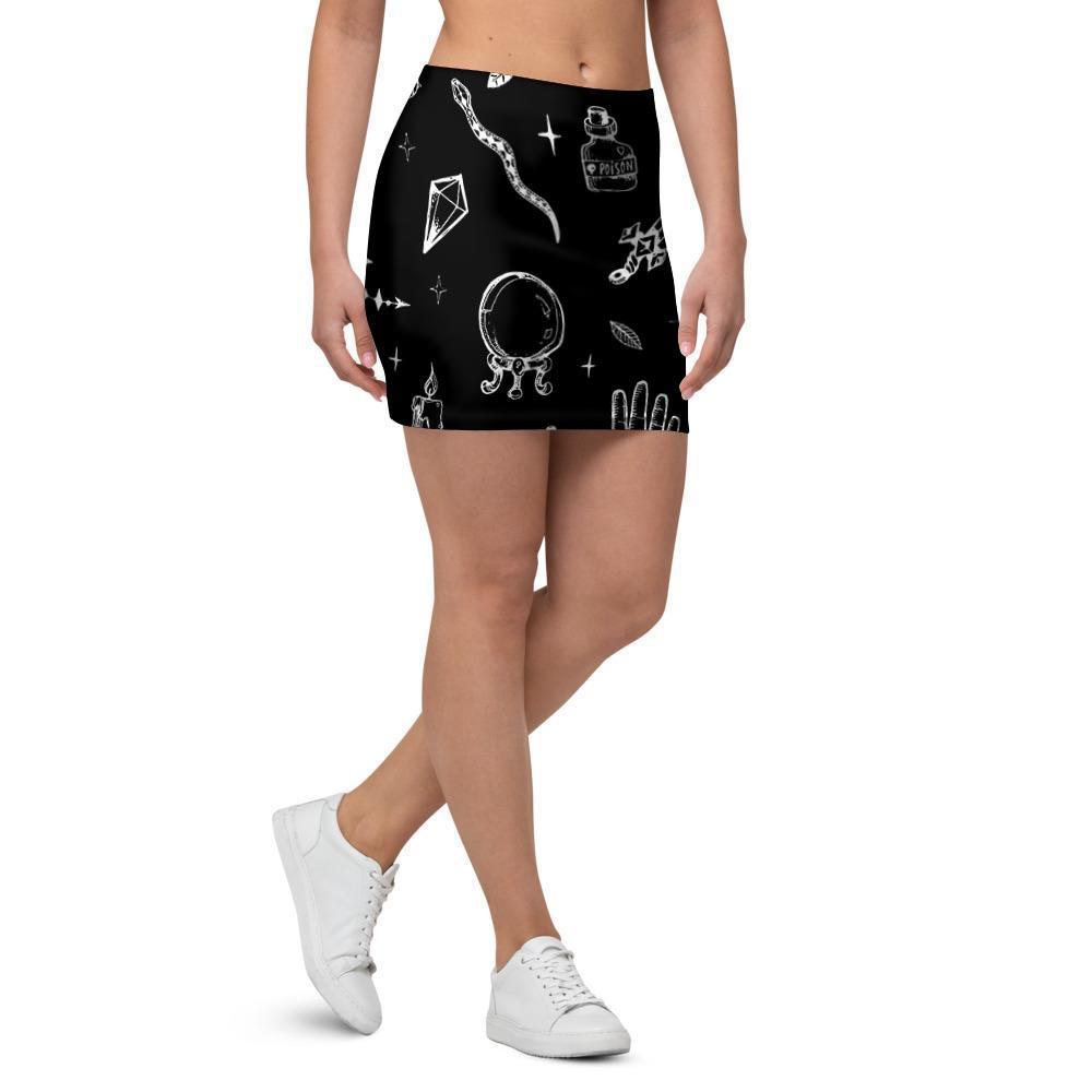 Black Gothic Witch Mini Skirt-grizzshop