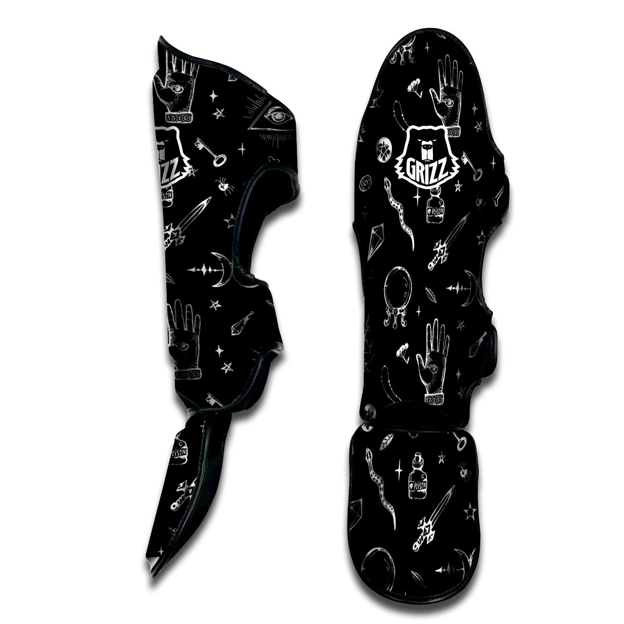 Black Gothic Witch Muay Thai Shin Guard-grizzshop