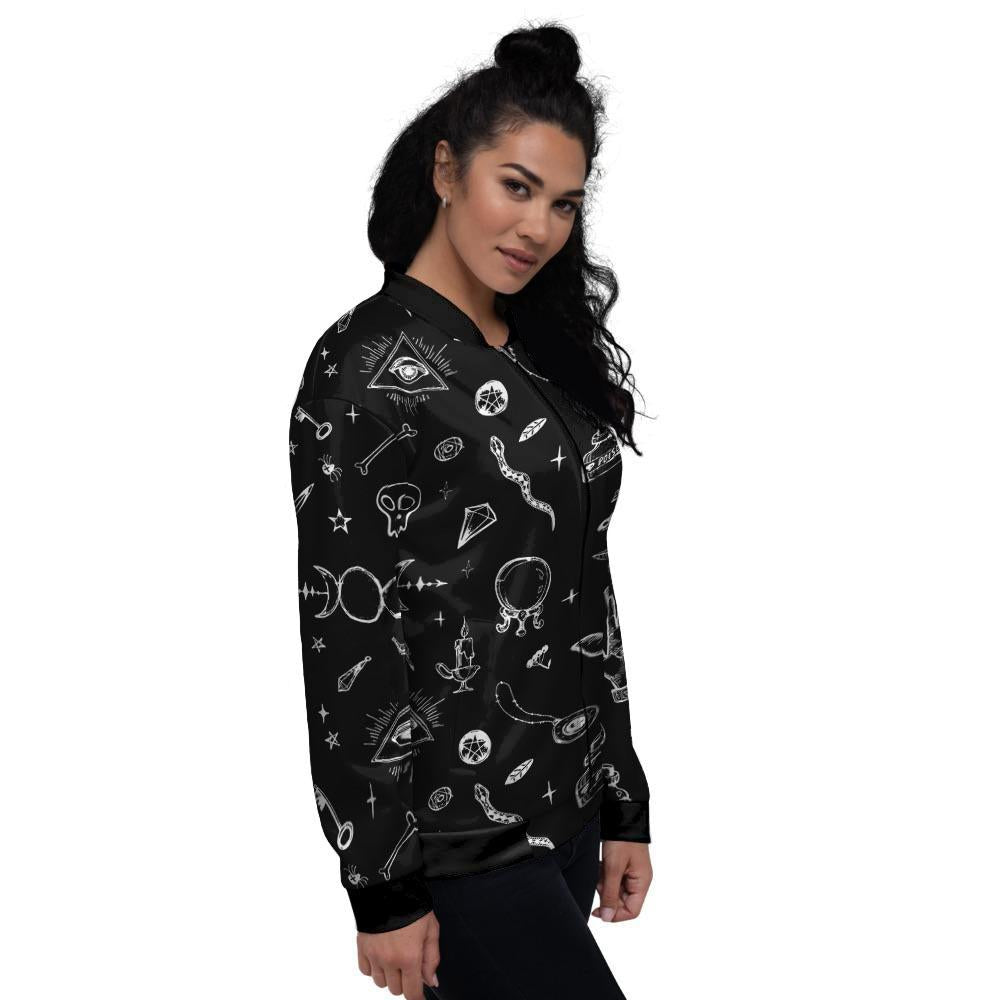 Black Gothic Witch Women's Bomber Jacket-grizzshop