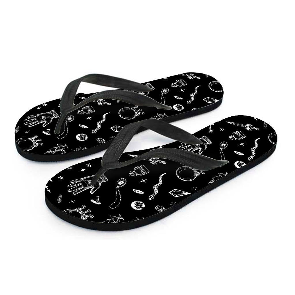 Black Gothic Witch Women's Flip Flops-grizzshop