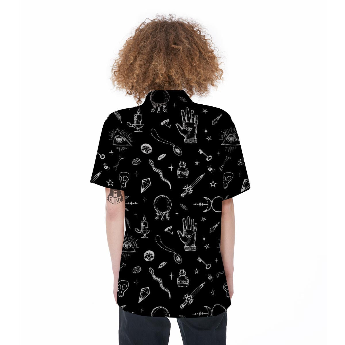 Black Gothic Witch Women's Short Sleeve Shirts-grizzshop