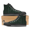 Black Green And White Tartan Print Black High Top Shoes-grizzshop