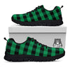 Black Green Buffalo Check And UFO Print Pattern Black Sneaker-grizzshop