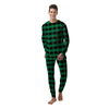 Black Green Buffalo Check And UFO Print Pattern Men's Pajamas-grizzshop