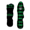 Black Green Buffalo Check And UFO Print Pattern Muay Thai Shin Guards-grizzshop