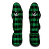 Black Green Buffalo Check And UFO Print Pattern Muay Thai Shin Guards-grizzshop