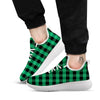 Black Green Buffalo Check And UFO Print Pattern White Athletic Shoes-grizzshop