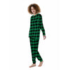 Black Green Buffalo Check And UFO Print Pattern Women's Pajamas-grizzshop