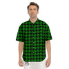 Black Green Jungle Houndstooth Print Men's Short Sleeve Shirts-grizzshop