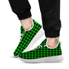 Black Green Jungle Houndstooth Print White Athletic Shoes-grizzshop