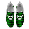 Black Green Jungle Houndstooth Print White Athletic Shoes-grizzshop