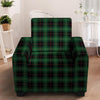 Black Green Plaid Tartan Armchair Cover-grizzshop