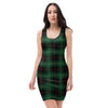 Black Green Plaid Tartan Bodycon Dress-grizzshop