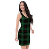 Black Green Plaid Tartan Bodycon Dress-grizzshop