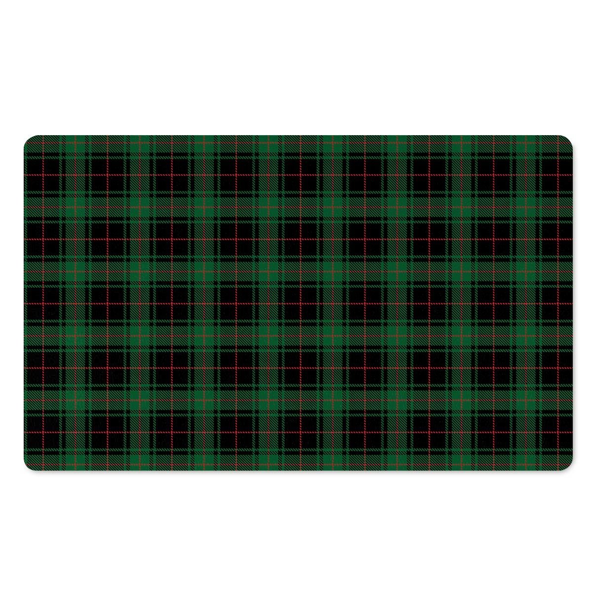 Black Green Plaid Tartan Door Mat-grizzshop