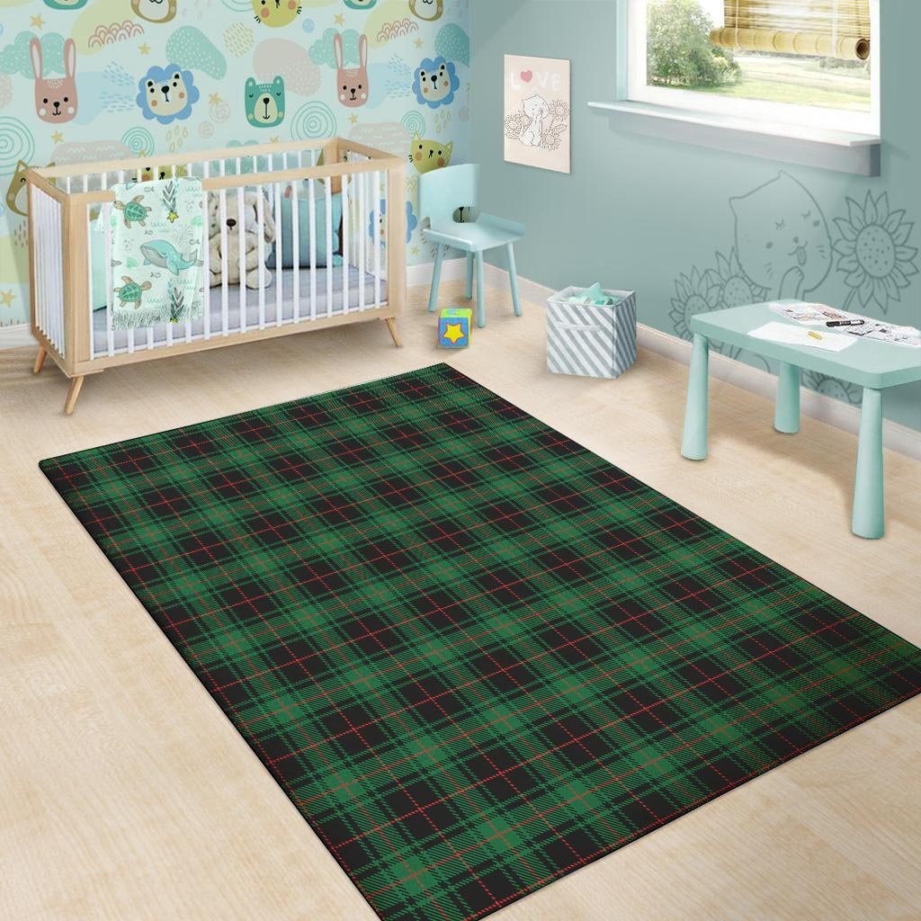 Black Green Plaid Tartan Floor Mat-grizzshop